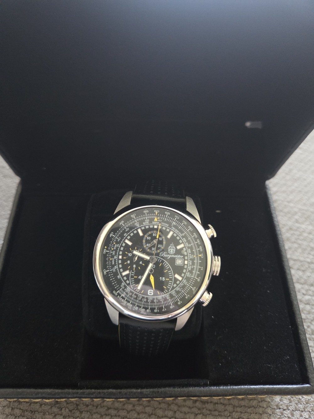 Burgmeister BM505-122 Chronograph Mens Watch Miyota Movement AS-IS Needs Battery